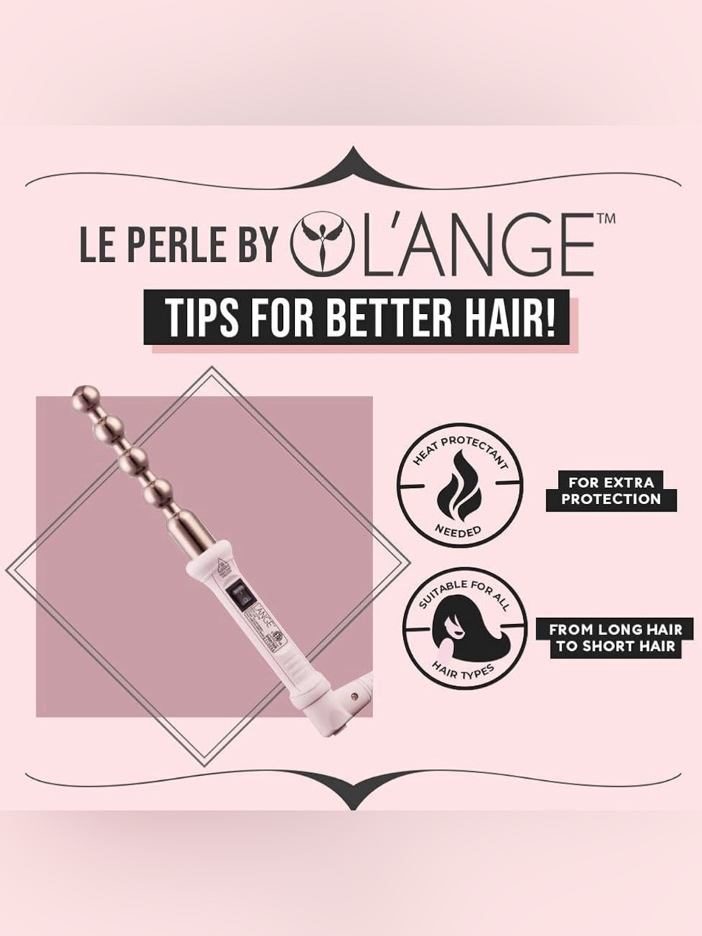 Lange Rose Gold Beaded Curling Iron with Pale Pink Handle